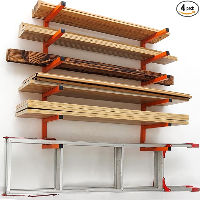 Heavy Duty Lumber Storage Rack Wall Mount, Metal Wood Rack Organizer by MOOMSINE