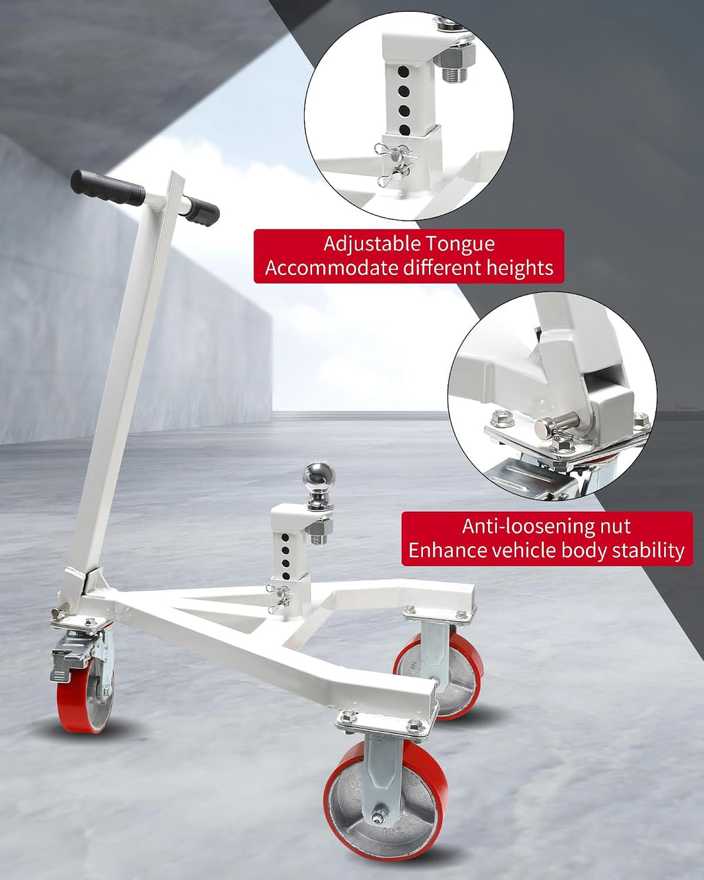 Trailer Dolly, 3500 lb Tongue Weight Trailer Mover with 2 inch Ball, Angle Adjustable, Suitable for RV Boat Motorcycle Jet Ski