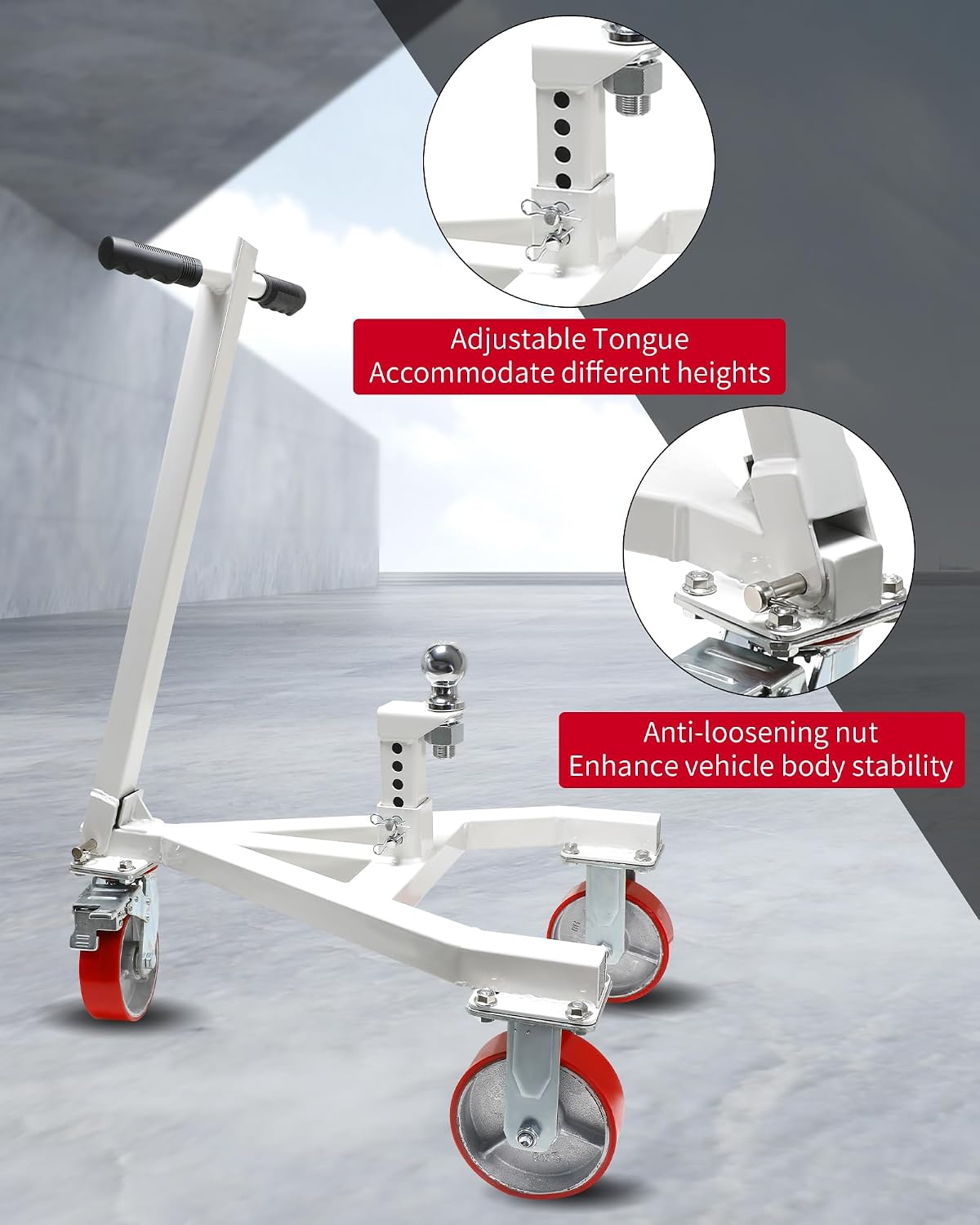 Trailer Dolly, 3500 lb Tongue Weight Trailer Mover with 2 inch Ball, Angle Adjustable, Suitable for RV Boat Motorcycle Jet Ski