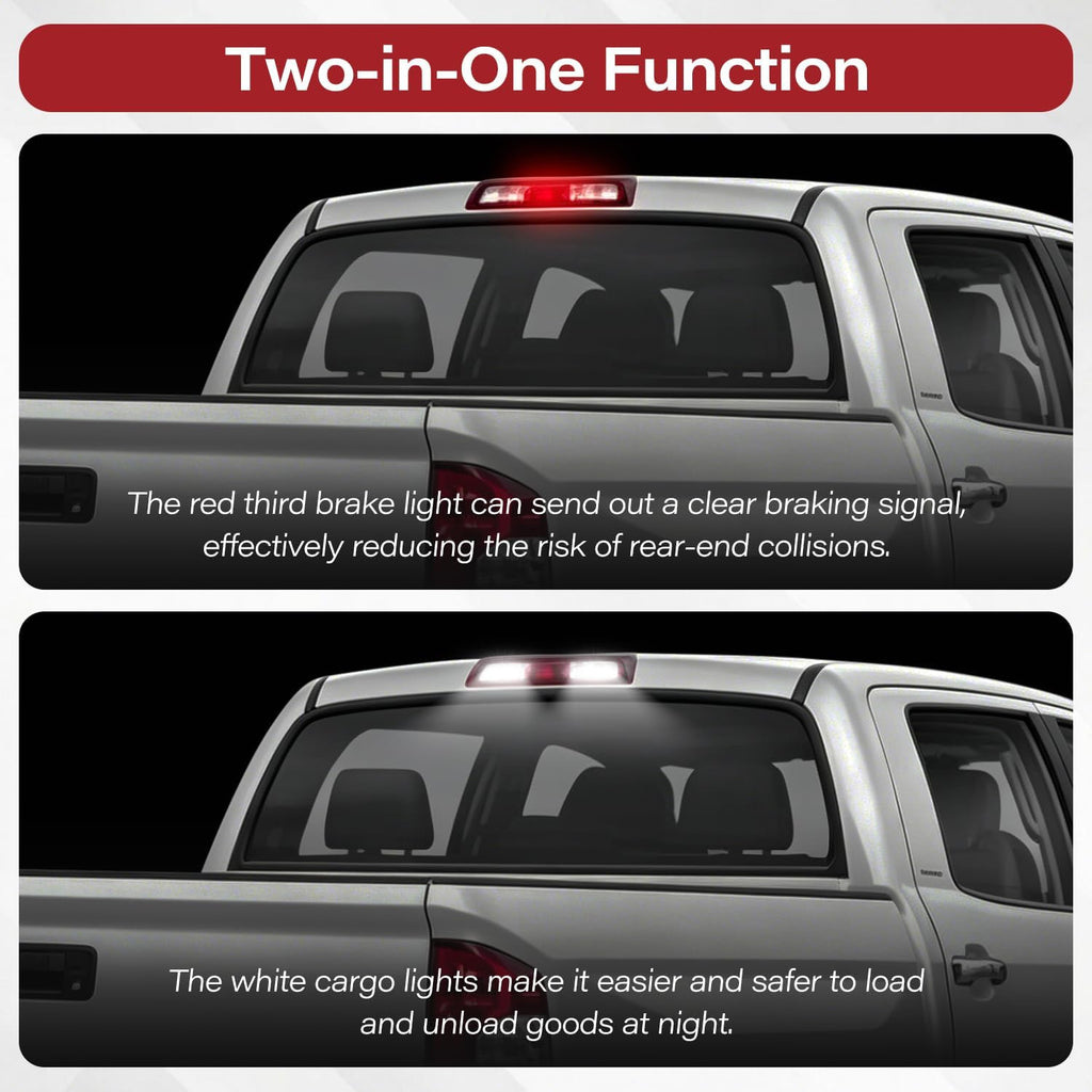 Third Brake Light Assembly Compatible with 2006 2007 2008 2010 2011 2012 2013 Chevy Silverado GMC Sierra 1500 2500 3500 Tail Lights Accessories Cargo High Mount Brake Light (Red/White, Original)