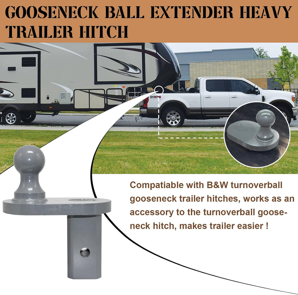 GNXA4085 Gooseneck Ball Extender, Heavy Trailer Hitch for B&W Trailer Hitches Turnoverball Gooseneck Hitch Extender, 4 Inches Offset, 20000 lbs GTW/ 5000 lbs VTW, 2-5/16 Inch Diameter Ball