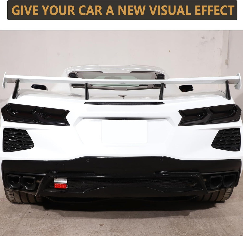 Sekhyna Car Tail Light Smoked Black Protection Cover Trim ABS 4PCS Compatible with Chevrolet Corvette C8 Stingray 2020-2023 Taillight Shell Cover Trim Accessories