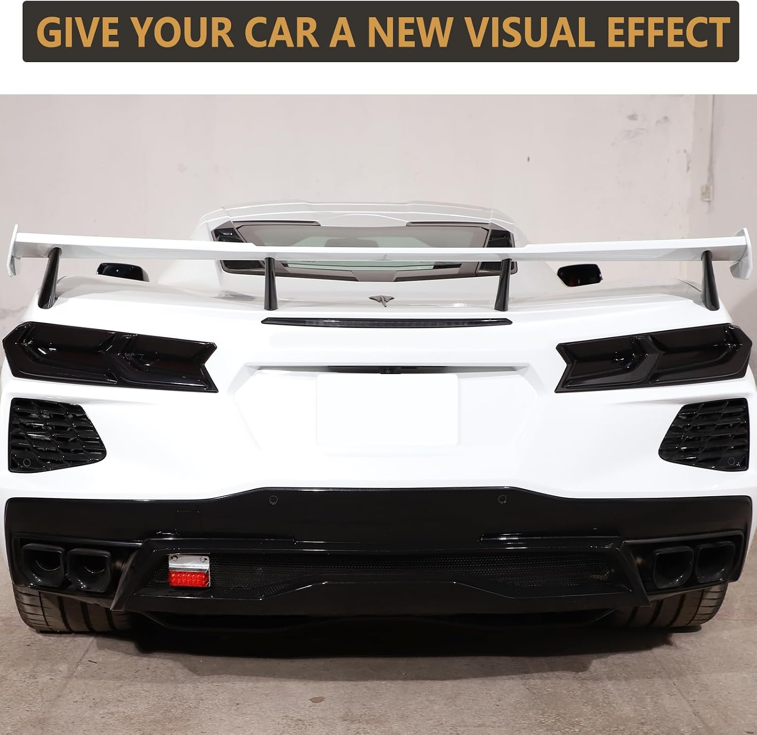 Sekhyna Car Tail Light Smoked Black Protection Cover Trim ABS 4PCS Compatible with Chevrolet Corvette C8 Stingray 2020-2023 Taillight Shell Cover Trim Accessories