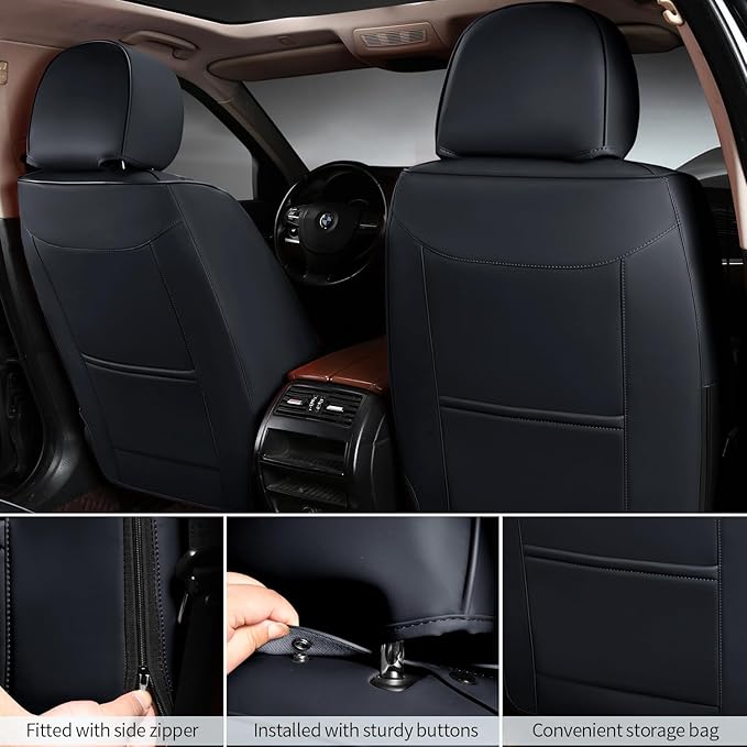 2 Packs Car Seat Covers Leather Car Seat Covers Universal Seat Covers - Image 3