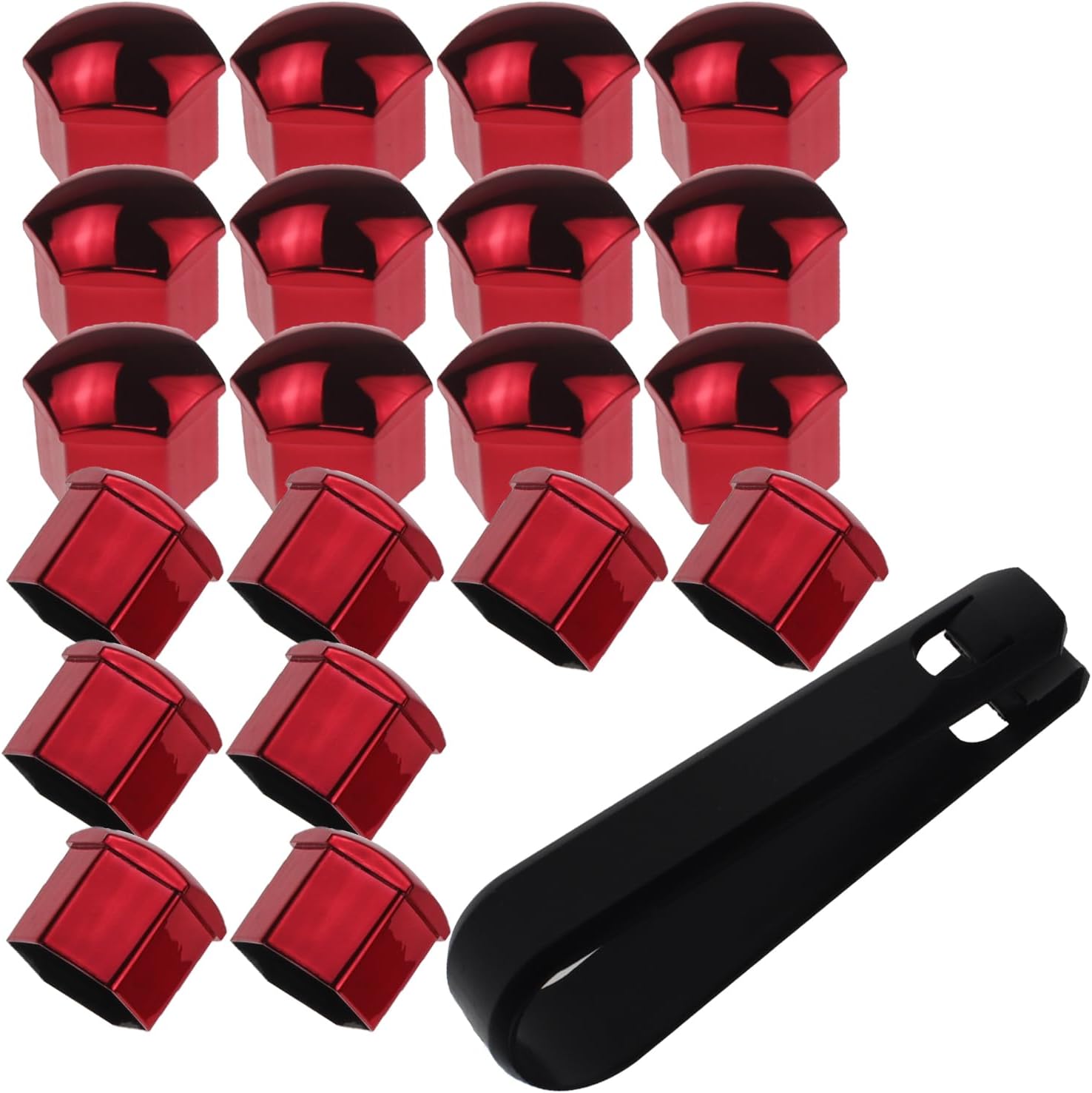 20 Pcs Wheel Lug Nut Covers, 19mm Universal Anti-Rust Car Tire Nut Caps, Hexagonal Plastic Tire Bolt Caps with Removal Tool (Red)