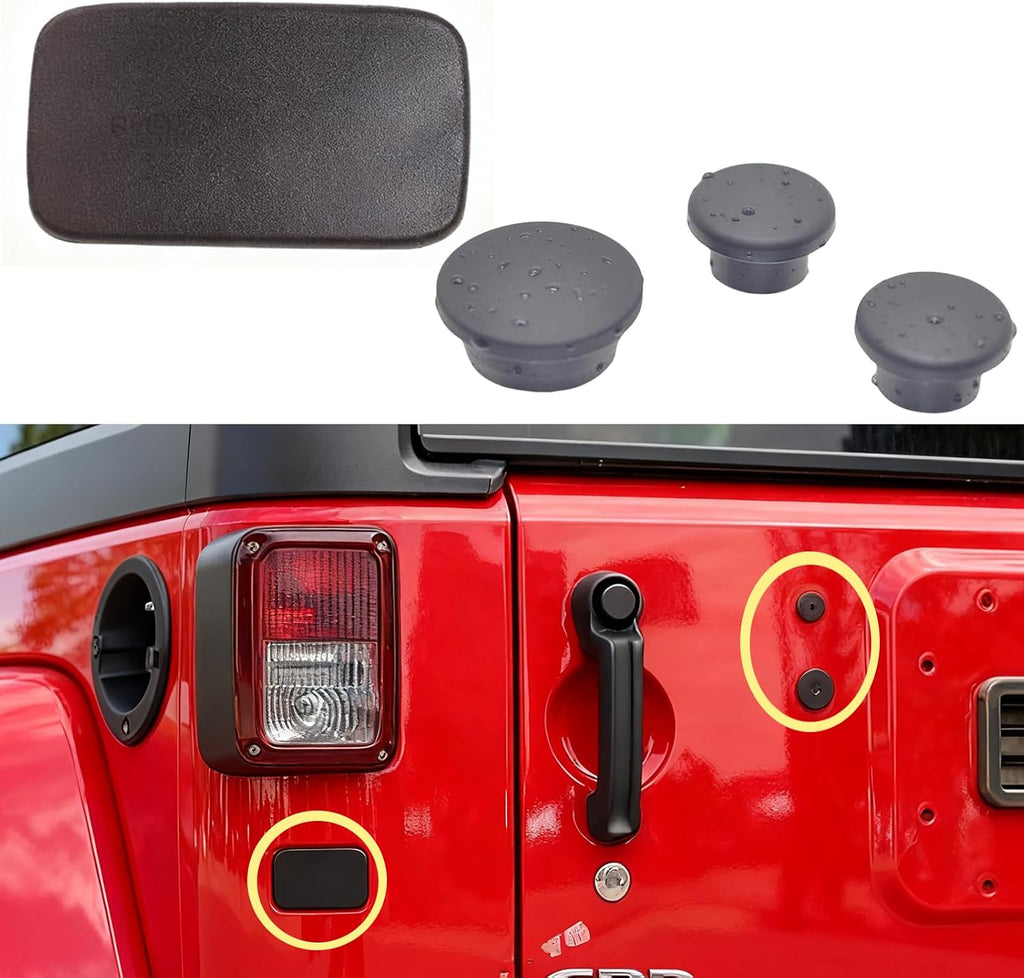 CousDUoBe Wrangler Tailgate Plugs, Rubber Plugs for Wrangler JK Models 2007 and Up (4 Pcs)