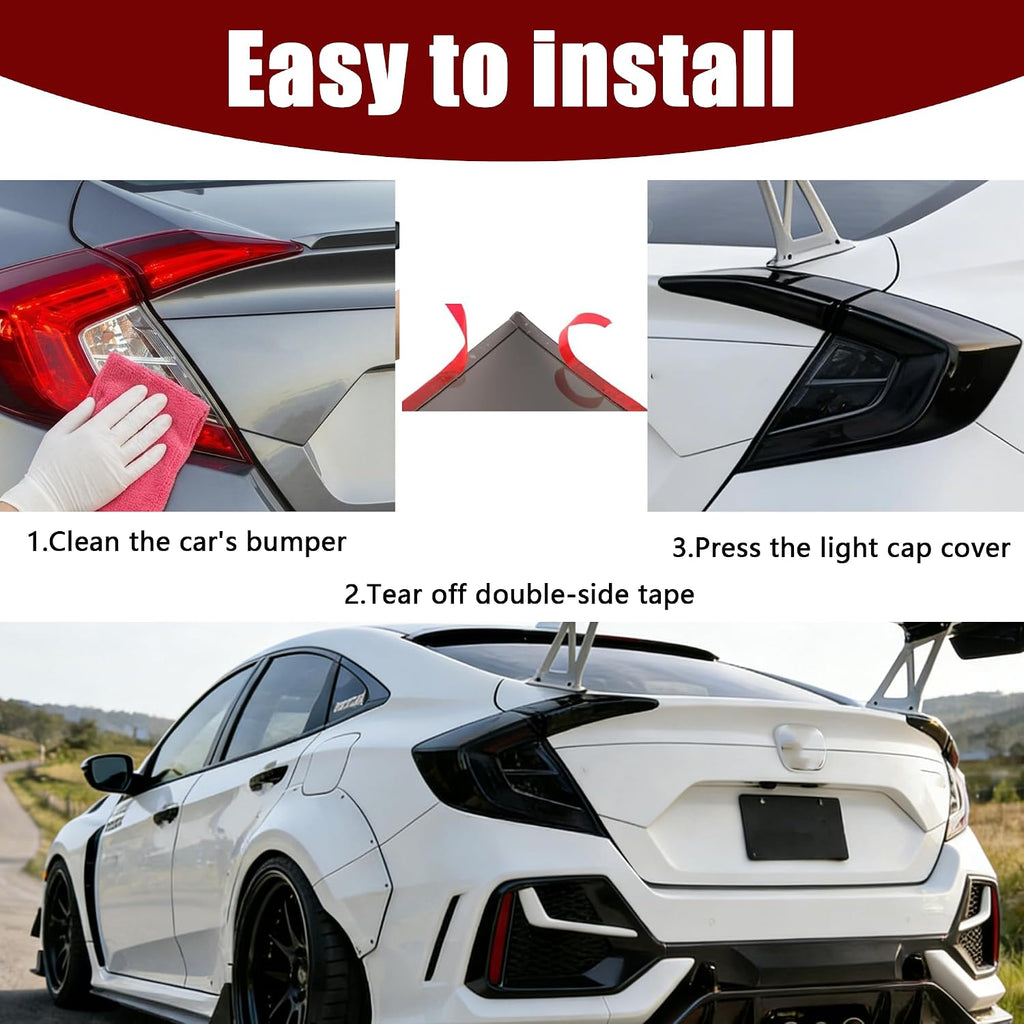 Tail Light Tint Covers Guards Fit for Honda Civic 2016-2021 Accessories DX/EX/LX/Si/Sport/Touring, Smoked Black Rear Light Protective Cover Guards Trim Set Exterior