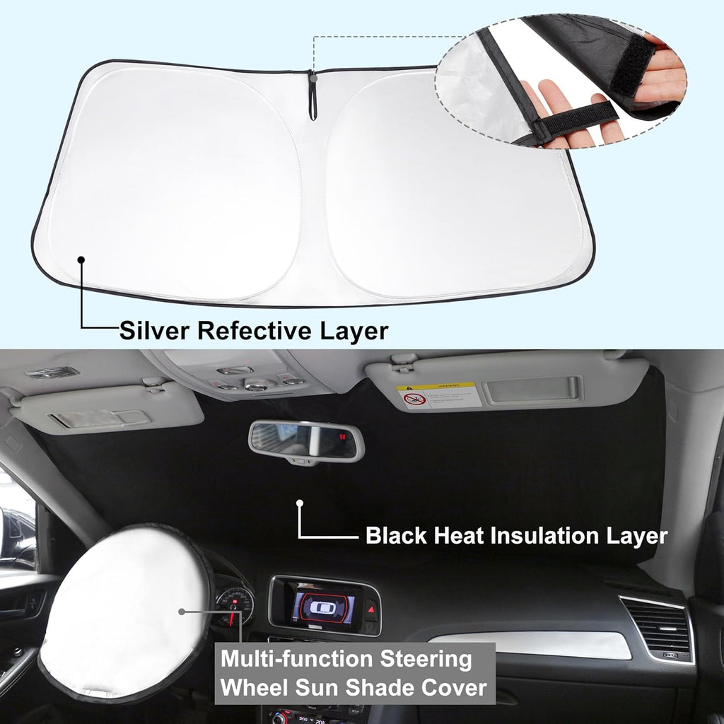 TINGLU Sun Shade for Toyota FJ Cruiser Sport Utility 2007-2014 Accessories Windshield Sun Shade Window Shade UV Rays Protection Sun Visor Cover with Steering Wheel Sunshade Storage Bag