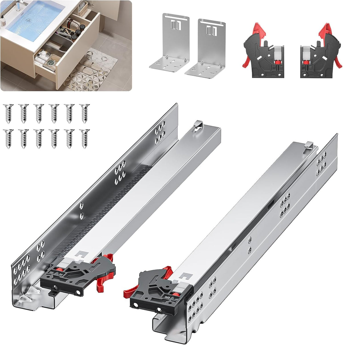 24” undermount drawer slides soft close 100 lbs, main product view
