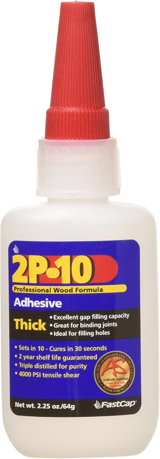 fastcap 2p-10 super glue adhesive 2.25 ounce thick, close-up detail