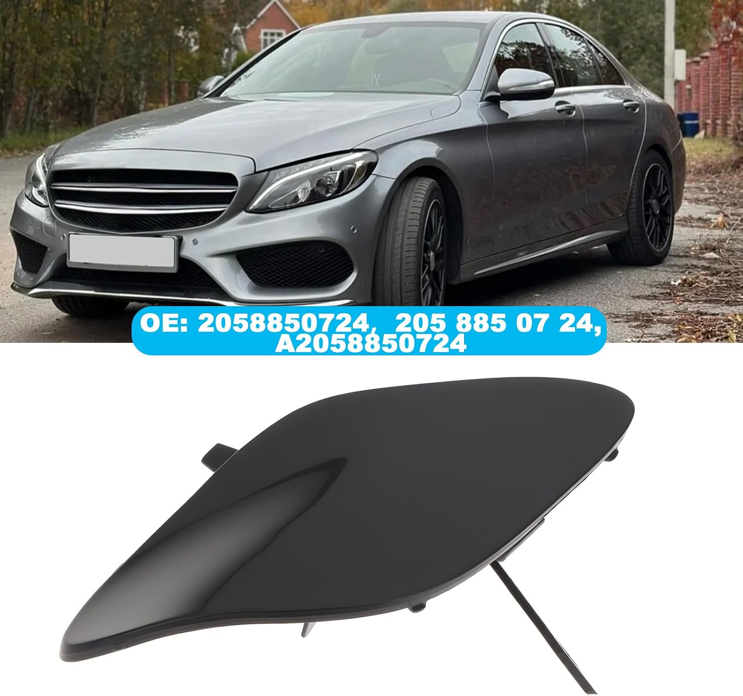 Car Front Bumper Tow Hook Cover 2058850724 Compatible with Mercedes C-Class W205 C180 C200 C260 C300 C400 2015-2024
