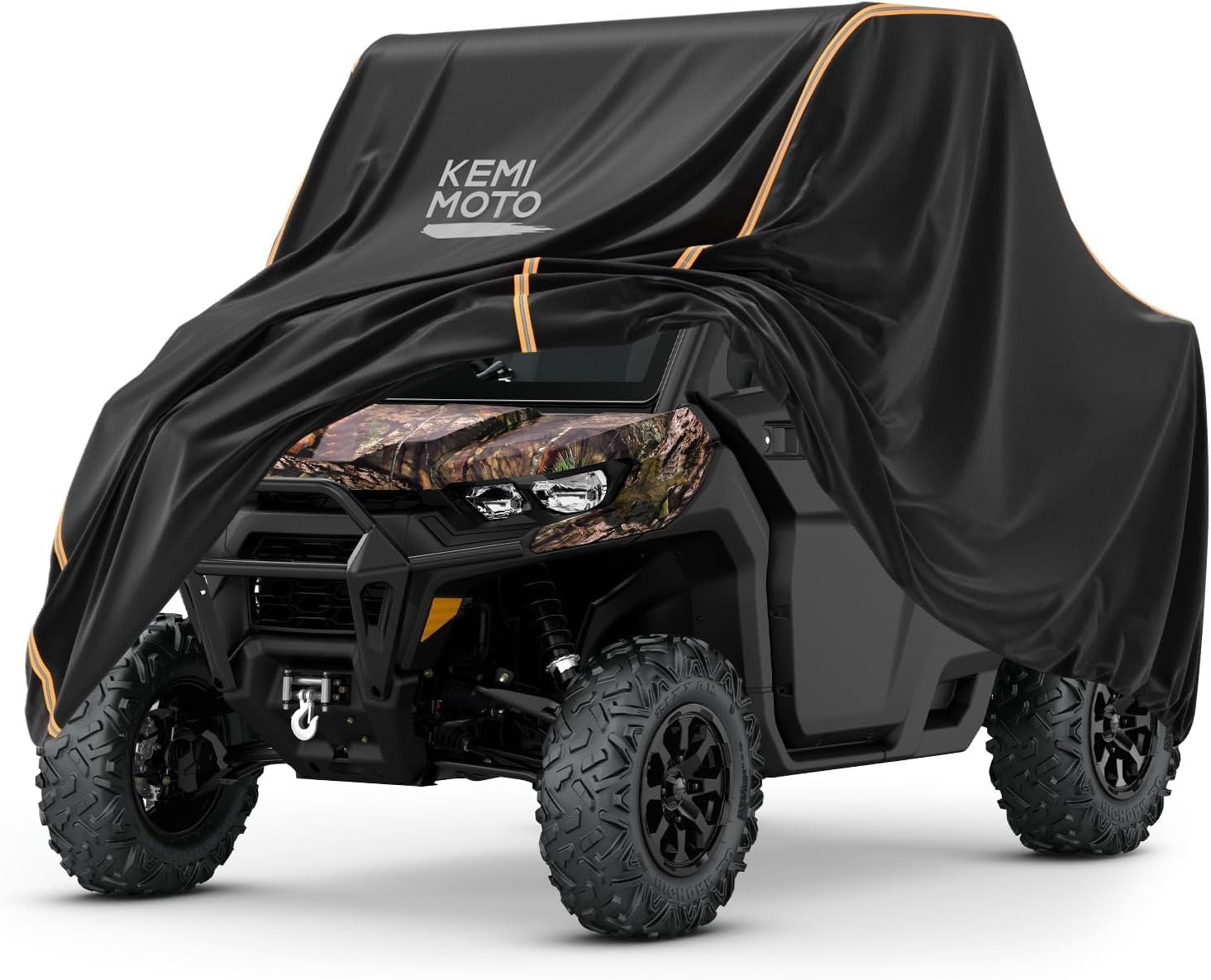 Kemimoto UTV Cover, All-Weather Protection UTV Cover Two Seater Compatible with Can Am Defender Polaris Ranger General Commander Rhino Pioneer Kawasaki Mule Teryx 2-3 Seaters 130" x 73" x 58"