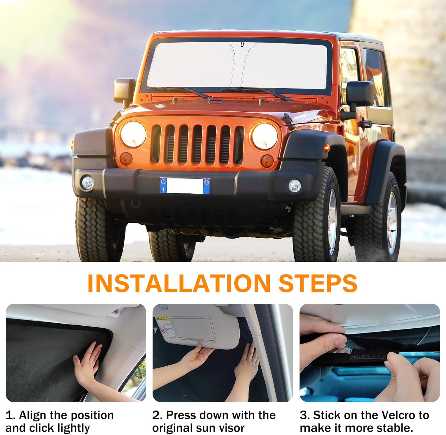 for Jeep Wrangler JL JLU 2018-2026 / Gladiator 2020-2026 Sunshade, Car Front Window Covers Sun Visor Protector, Foldable Blocks UV Rays Windshield Sun Shade for Jeep Wrangler Gladiator Accessories