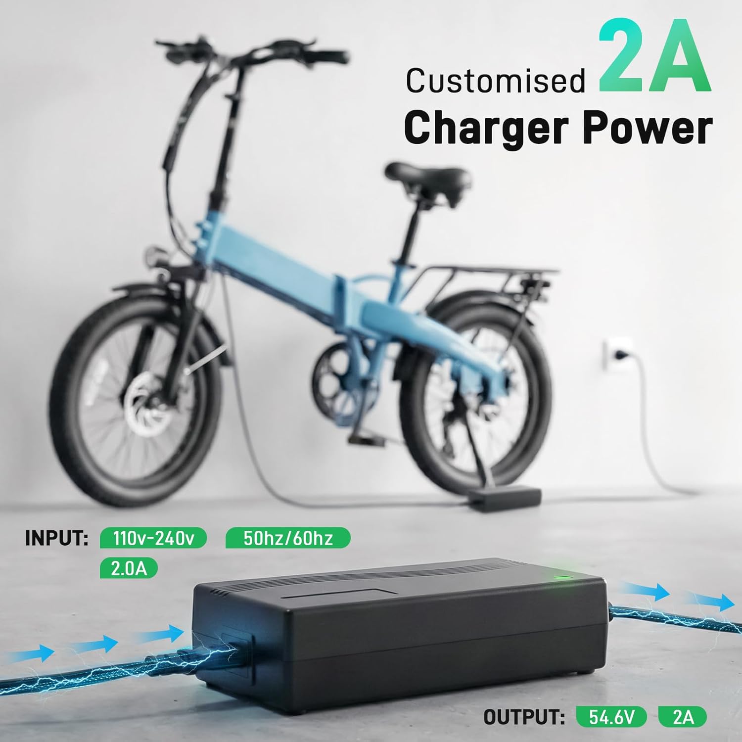 JERBOR 54.6V 2A Battery Charger for Lectric XP4/XPedition 2.0/XPeak 2.0/XP Trike2, Charger Power Adapter, Auto Power Off Overload Protection, Replacement Accessoreis for Lectric
