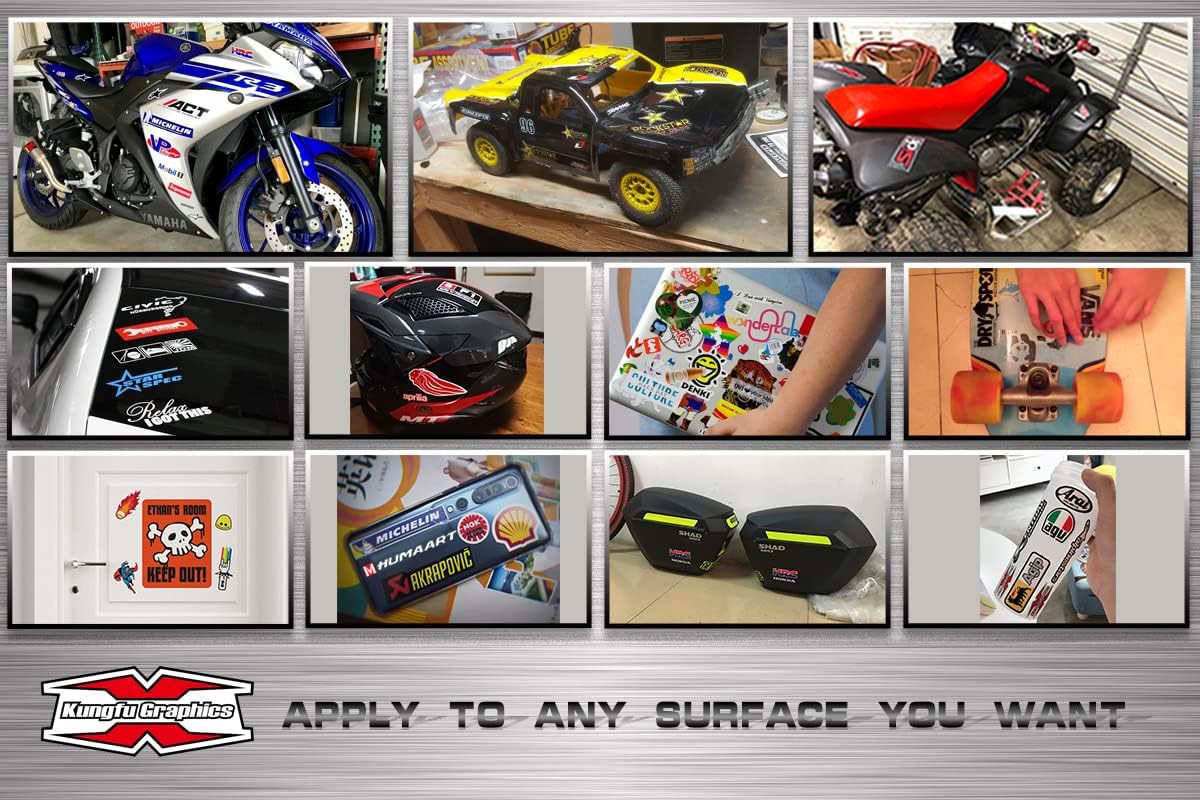 Motocross Sponsor Logos Racing Sticker Sheet Universal (7.2 x 10.2 inch), Black White