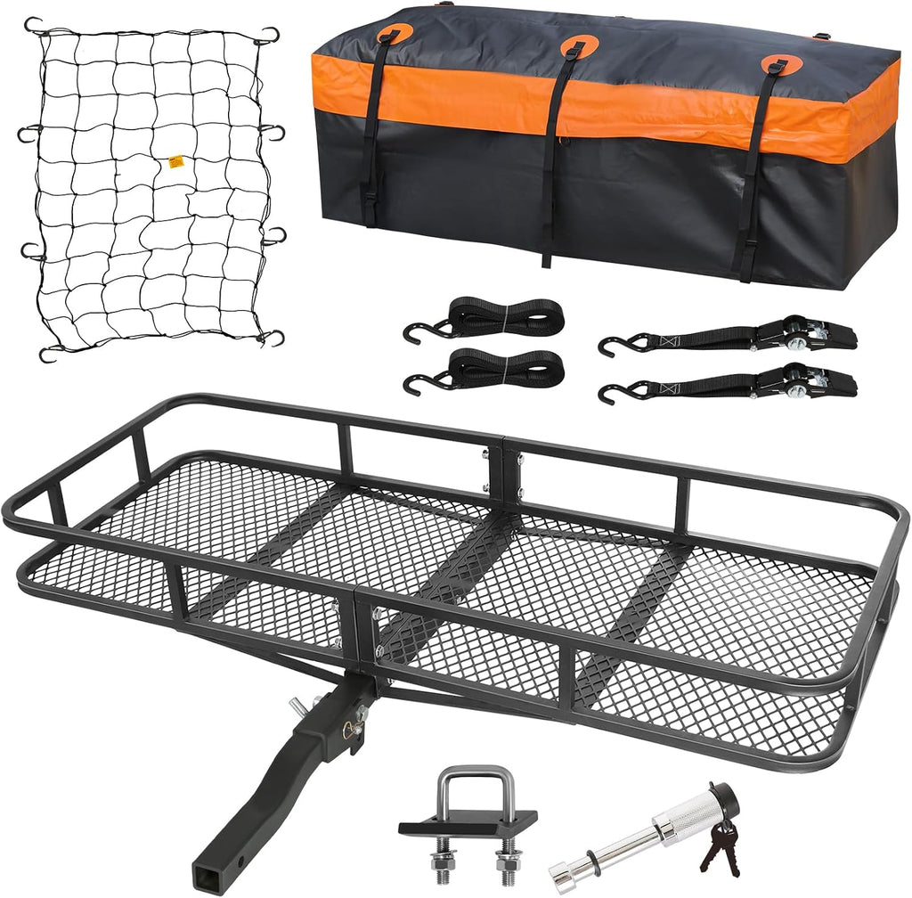 WEIZE Folding Hitch Mount Cargo Carrier Basket 60" x 20" x 6"