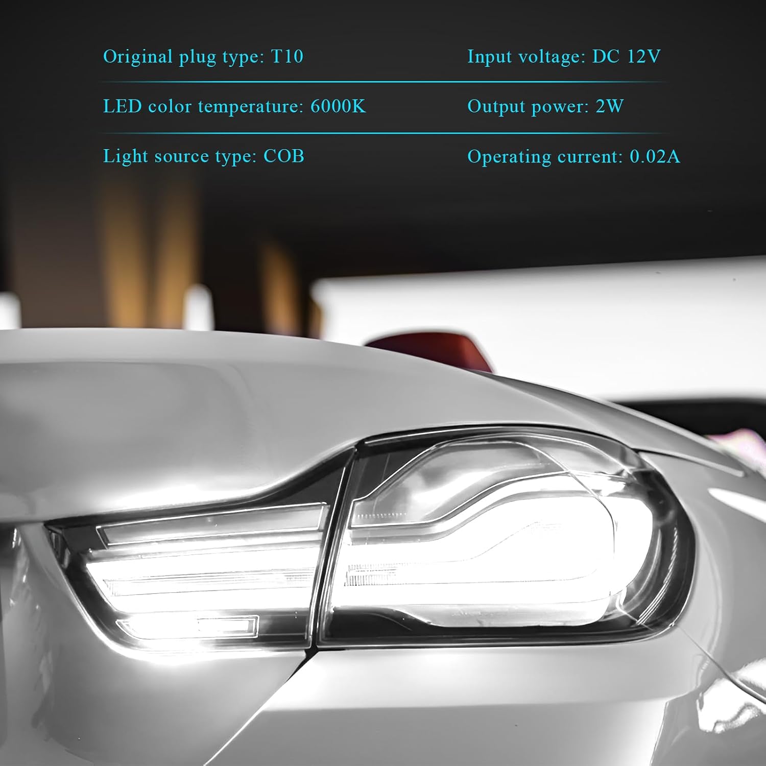 30 PCS 194 Car LED Light Bulbs, 12V 6000K High Brightness Wedge Light T10 168 2825 W5W COB LED Bulb, Error Free Vehicle Interior Bulbs for Dome License Plate Dashboard Lights (White)
