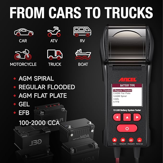 ANCEL BST600 Car Battery Tester - 12V/24V - Image 9