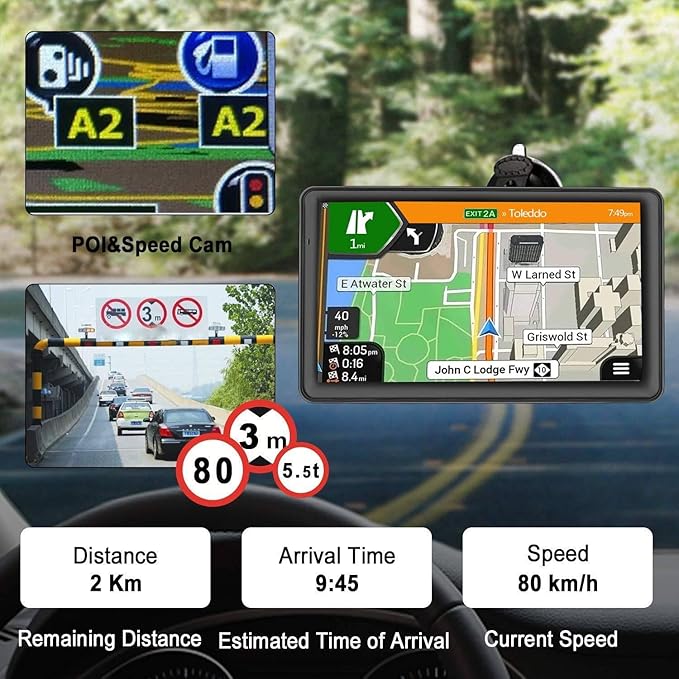 GPS Navigator for Car Truck RV – 9'' HD Touchscreen, Latest 2025 Map - Image 2