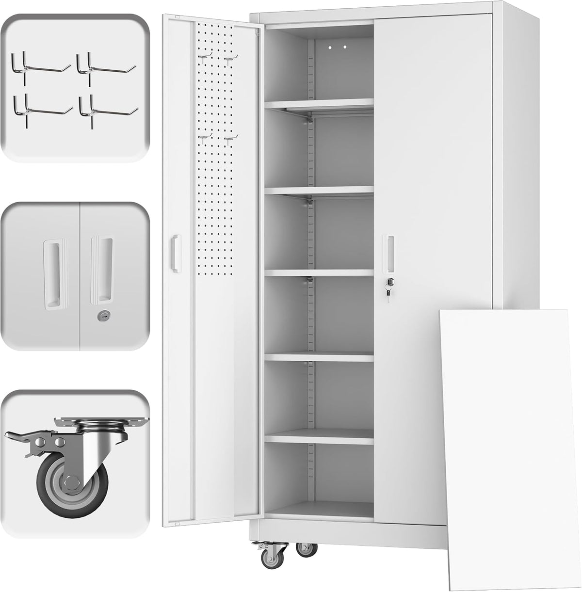 aobabo steel garage cabinet with wheels, 71" h, main product view