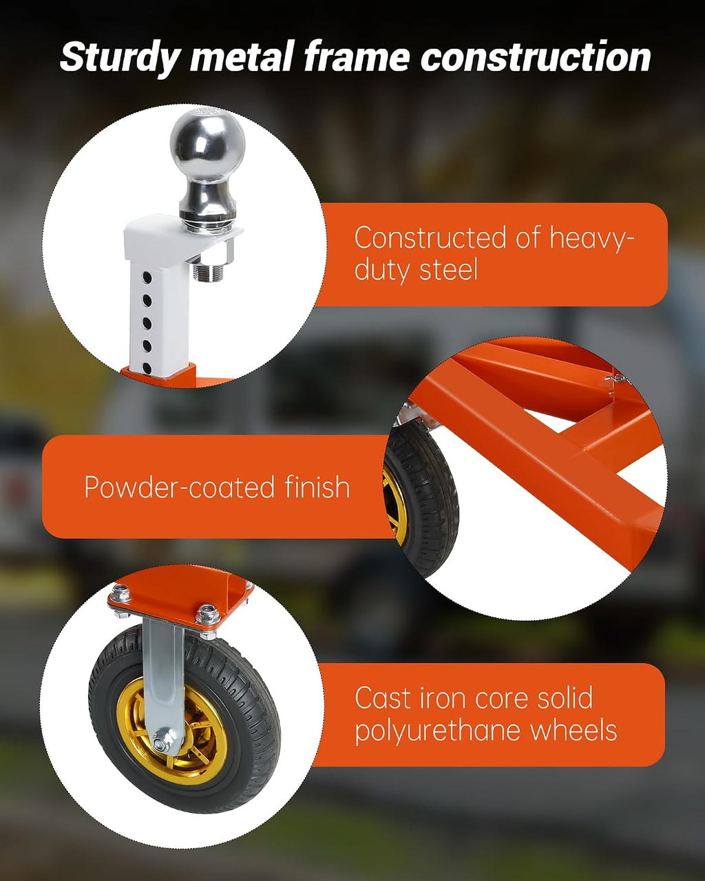 Trailer Dolly, 3500 lb Tongue with 2'' & 2-5/16'' Receiving Tongues | Heavy Steel Trailer Mover, Suitable for RV Boat Motorcycle Jet Ski