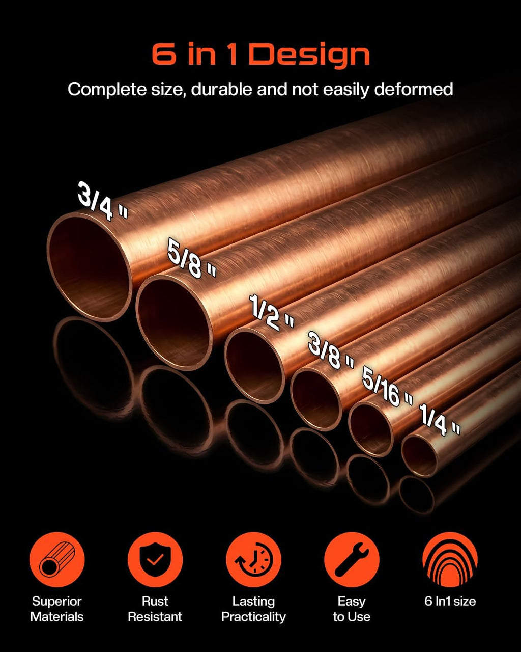 6-in-1 copper tube bender set – 43" long shown in use