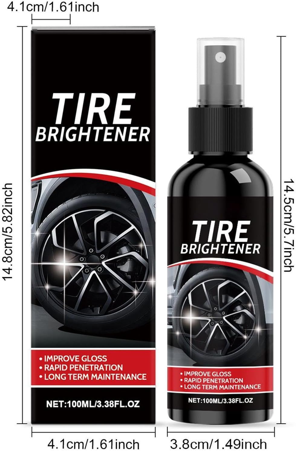Wheel Shine Car Tires - 100ml Wheels, 1 Bottle Protective Glaze For Long-Lasting Bright Luster, Liquid Solution With Sealing Properties, Vehicle Supply, Finish For Rubber And Trims