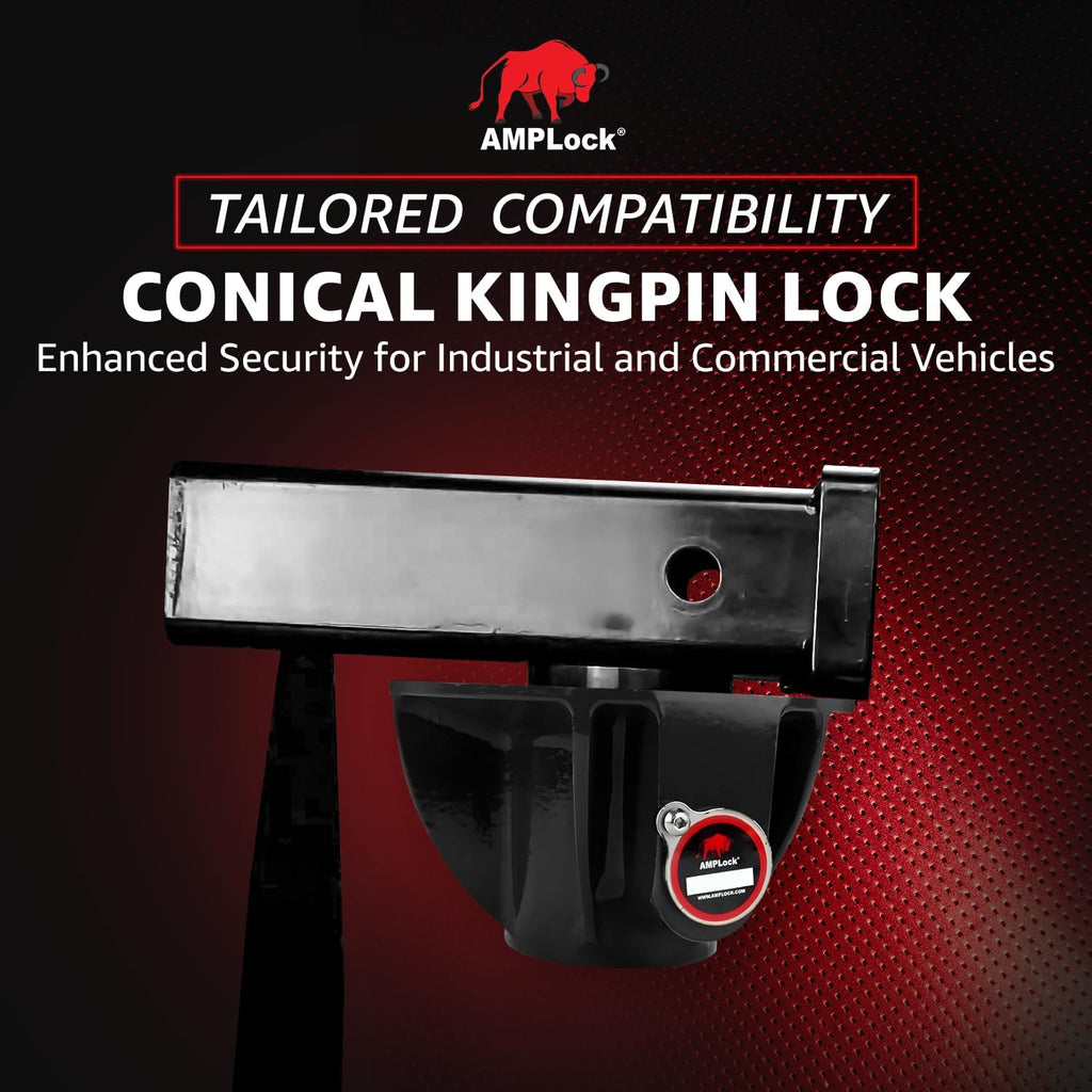AMPLock - U-LPCF Heavy Duty Trailer Kingpin Lock, Patented Cylinder Lock, Commercial Trailer Security Conical King Pin Lock, Reliable Heavy Duty Kingpin Lock for Enhanced Trailer Protection & Security