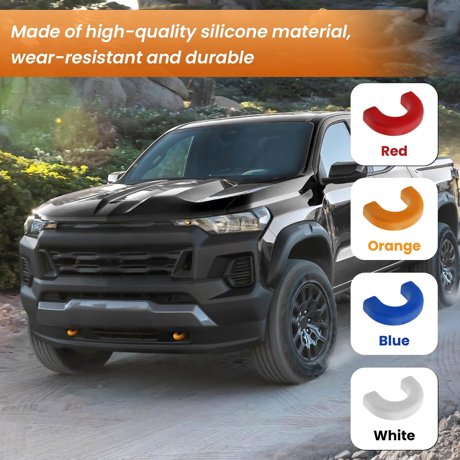 Tow Hooks Covers for Chevy Colorado Trailboss 2015-2026/GMC Canyon 2015-2022 (Not fit 2023-2026 Colorado Z71 ZR2) Compatible with Chevy Colorado/GMC Canyon Accessories (Orange)