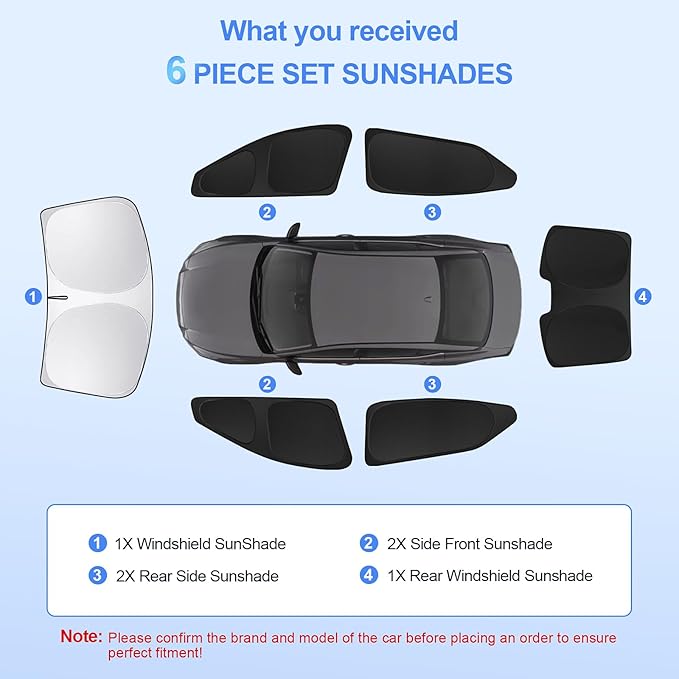 6pcs Car Window Shades for Nissan Altima 2019-2025 Accessories, Windshield Side - Image 6