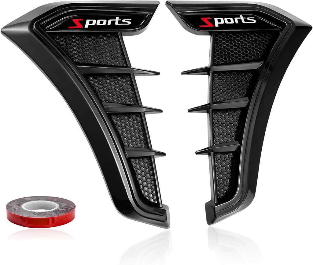 2 PCS Car Side Vent Trim, Waterproof Air Flow Intake Hole Grille Front Fender Vent Cover, Sporty Side Marker Air Wing Spoiler Exterior Decoration for Cars Trucks SUVs (Black)