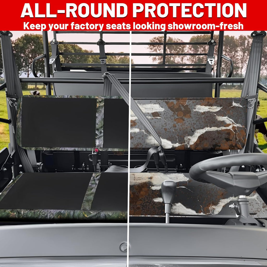 StarknightMT UTV Mule Pro Seat Covers 1680D Compatible with Kawasaki Mule PRO-FXT FX DXT DX 2015-2026 Waterproof Bench Seat Covers Accessories (Camouflage Spell Black)