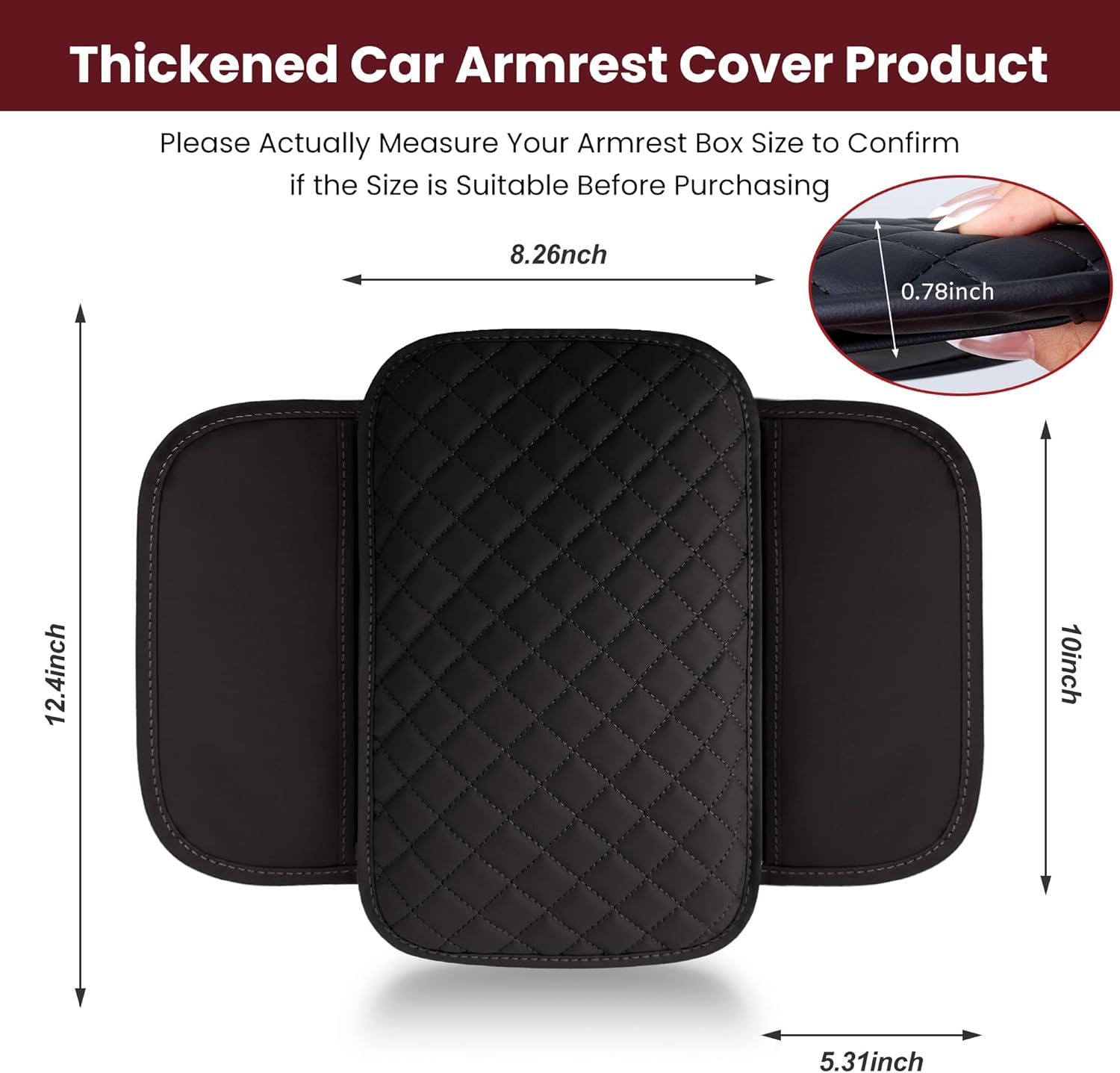 Upgraded Car Middle Center Console Cover with 2 Storage, Universal Microfiber Leather Car Armrest Cover Cushion for Most Vehicles, Memory Foam Comfort Stylish Leather Scratch-Resistant, Thickened