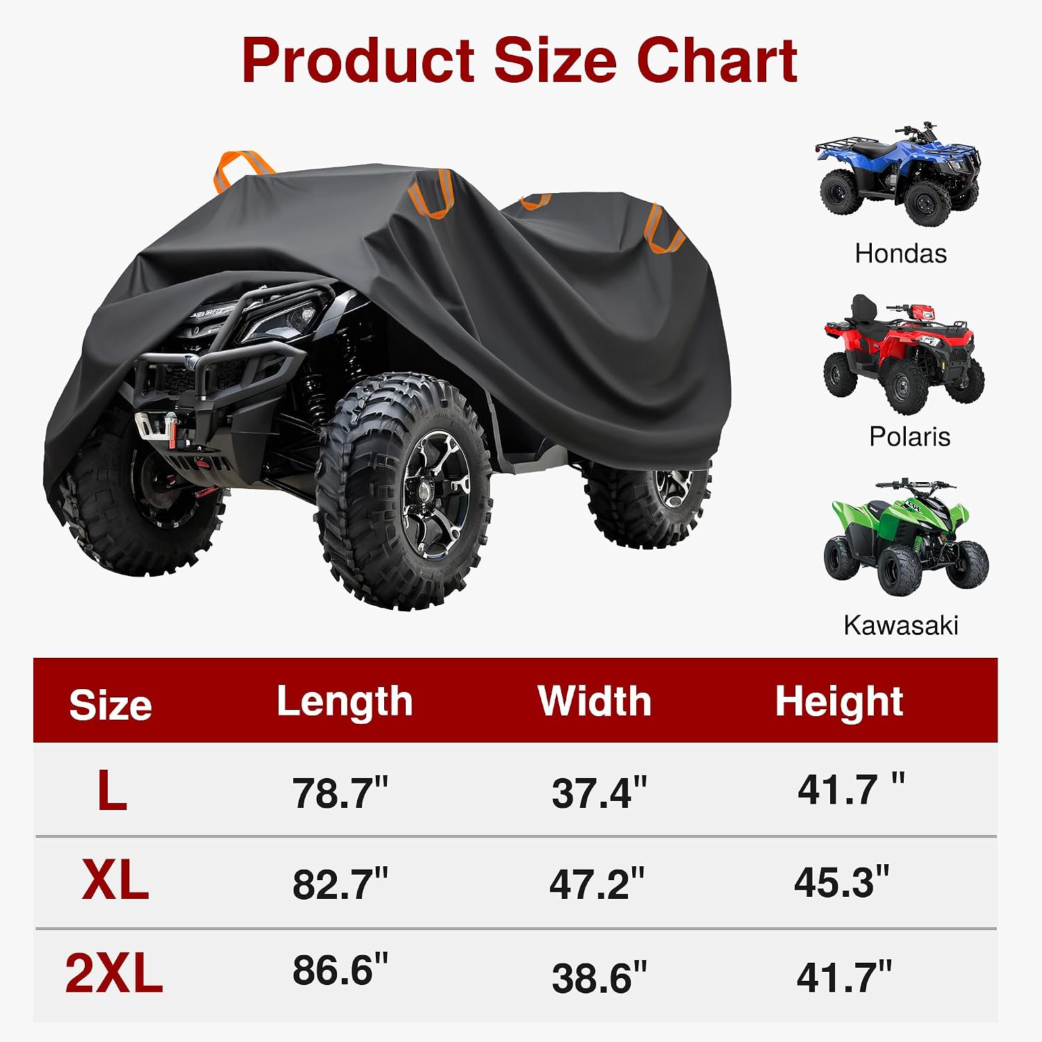 Puroma ATV Cover, XL 82.7'' Waterproof Outdoor Heavy Duty 4 Wheeler Quad Proof All Season UV Protection for Polaris, Sportsman, Yamaha, Suzuki, Honda, Kawasaki