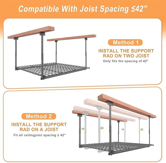 45-Inch x 45-Inch Overhead Garage Storage Rack, Heavy Duty Storage Organizer - Image 6