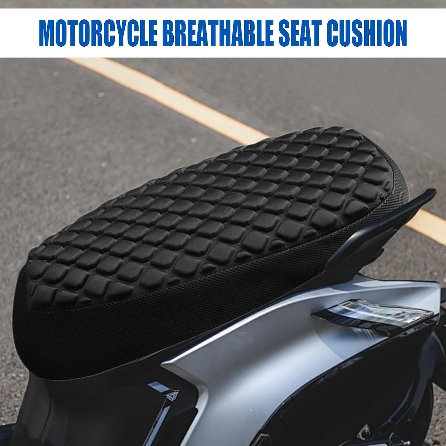 Seat Cushion Motorcycle - Breathable Seat Cushion - 3D Honeycomb Structure Breathable Motorcycle Rear Pad for Long Rides