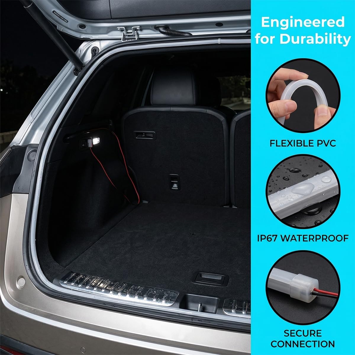 Car Trunk LED Light Strip, 157.5" Flexible Embedded Silicone Vehicle Interior Cargo Area Ambient Lighting, Automotive Trunk LED Light Strip Decor, Universal for SUV Van Truck (Pink Purple)