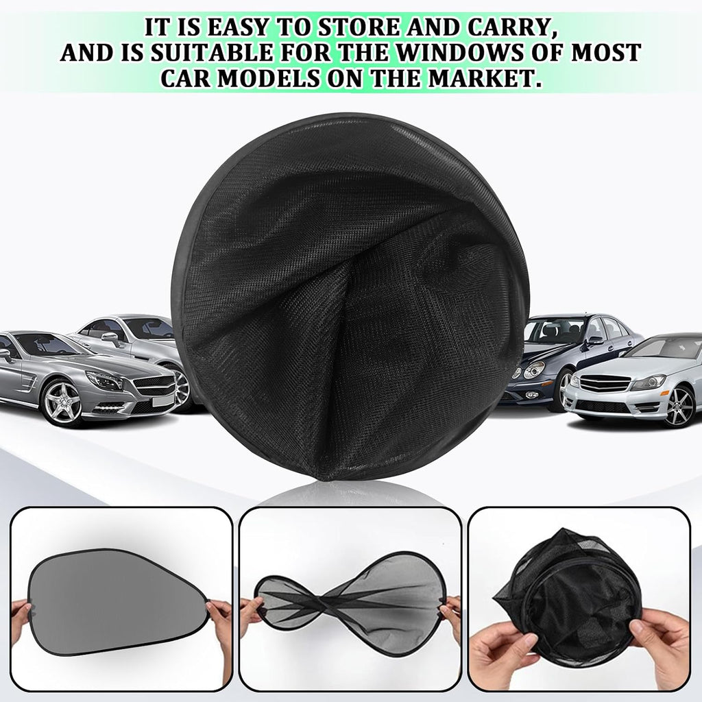 2PCS Baby Car Window Sun Shades, Car Window Shades, Suction Cup Mesh Sun Visor, Mesh Pop-Up Needed Sun-Shield for Driver Passenger Rear Side Windows, Universal Auto Interior Accessory (Black)