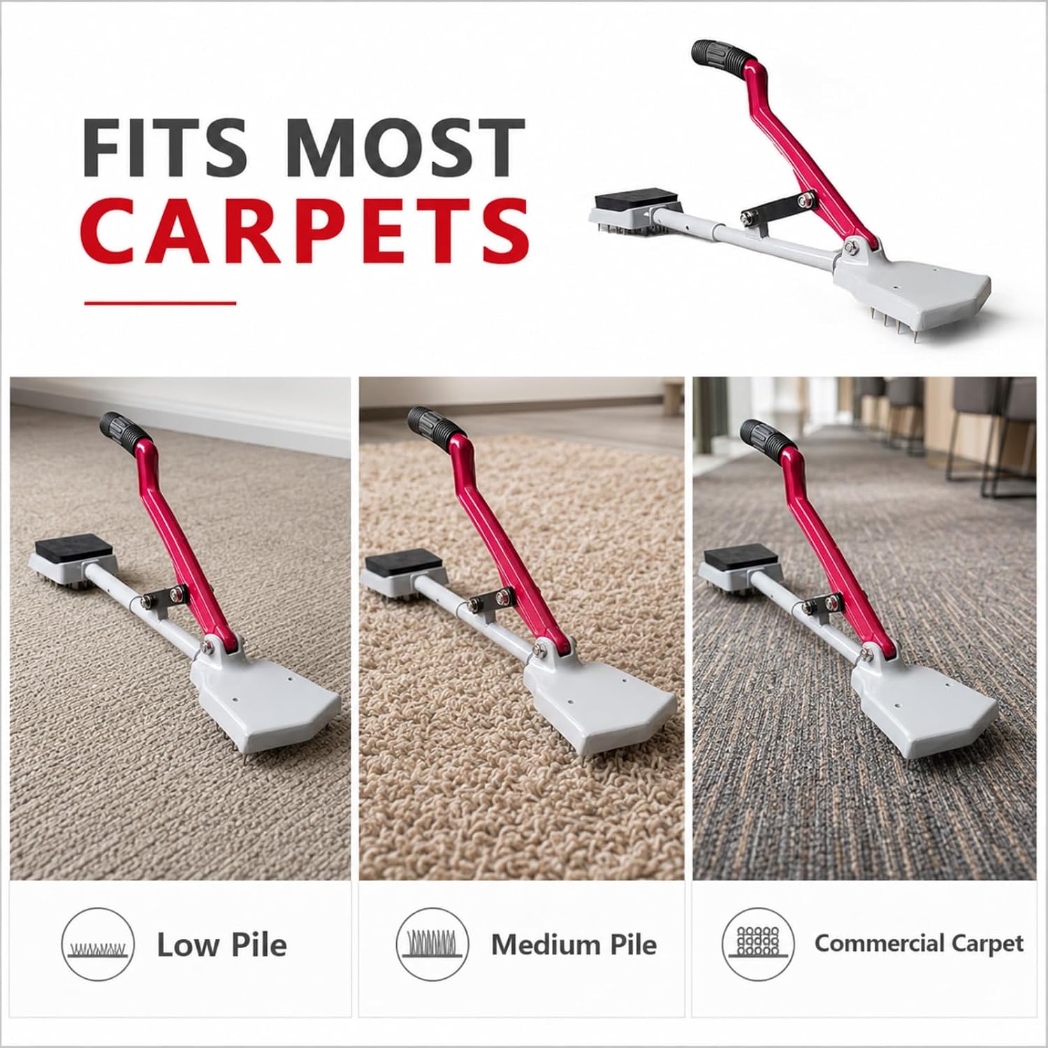 Carpet Stretcher Tool with 20 Steel Pins, Professional Carpet Kicker for Carpet Installation, Heavy Duty Carpet Stretching and Repair Tool