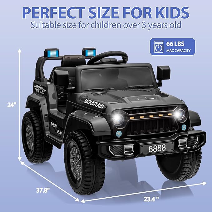 12V Kids Ride on Truck Car, w/Parent Remote Control, Twin 35w Motors, 3 Speeds - Image 6