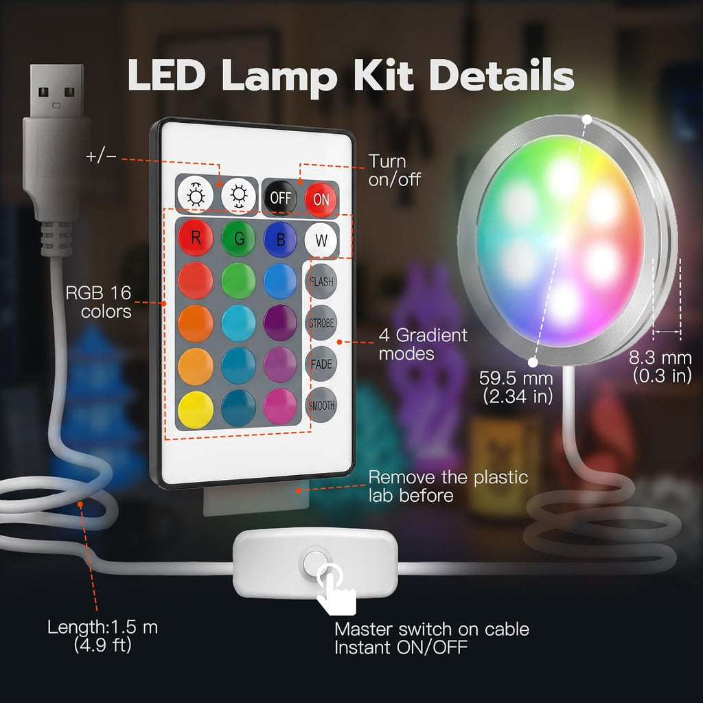rgb led lamp kit 001 for bambu lab showing dimensions