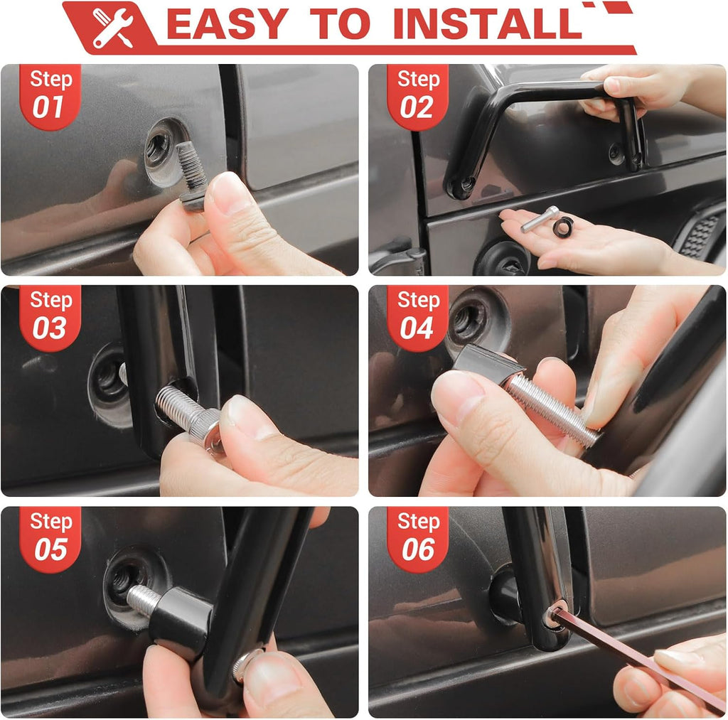 Hood Grab Handles Fit for Jeep Wrangler JL JLU 2018-2026+ / Gladiator JT 2018-2025, 2PCS Black Exterior Hood Corner Grab Bar Kit, Off-Road Exterior Accessories, Direct Fit, Upgrade Your Vehicle