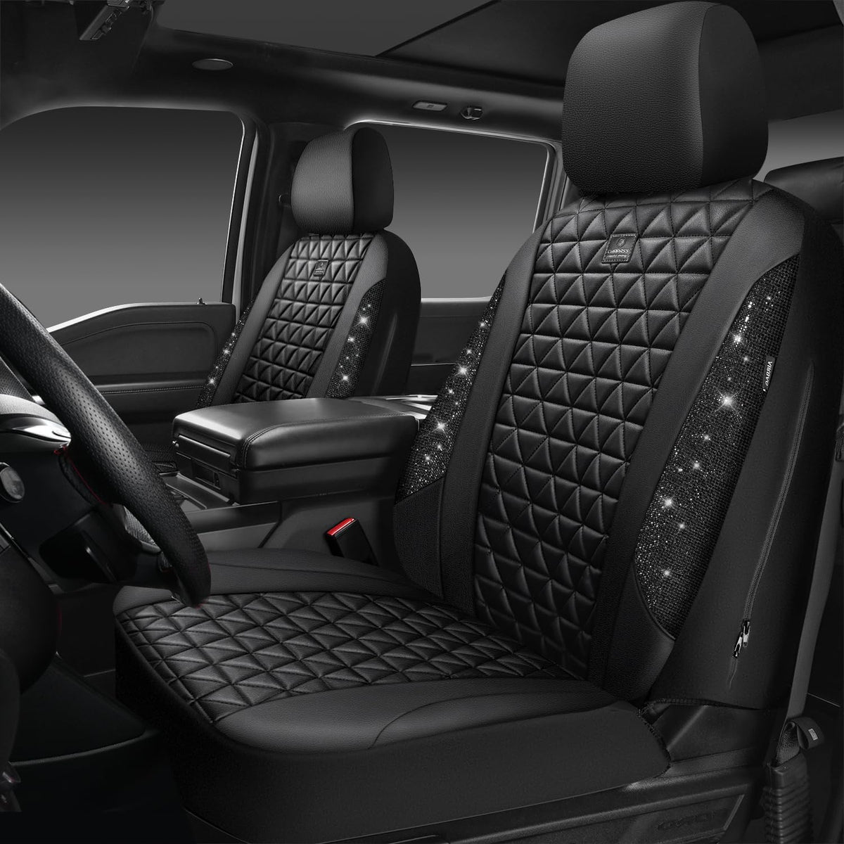 car pass bling diamond leather car seat covers, main product view