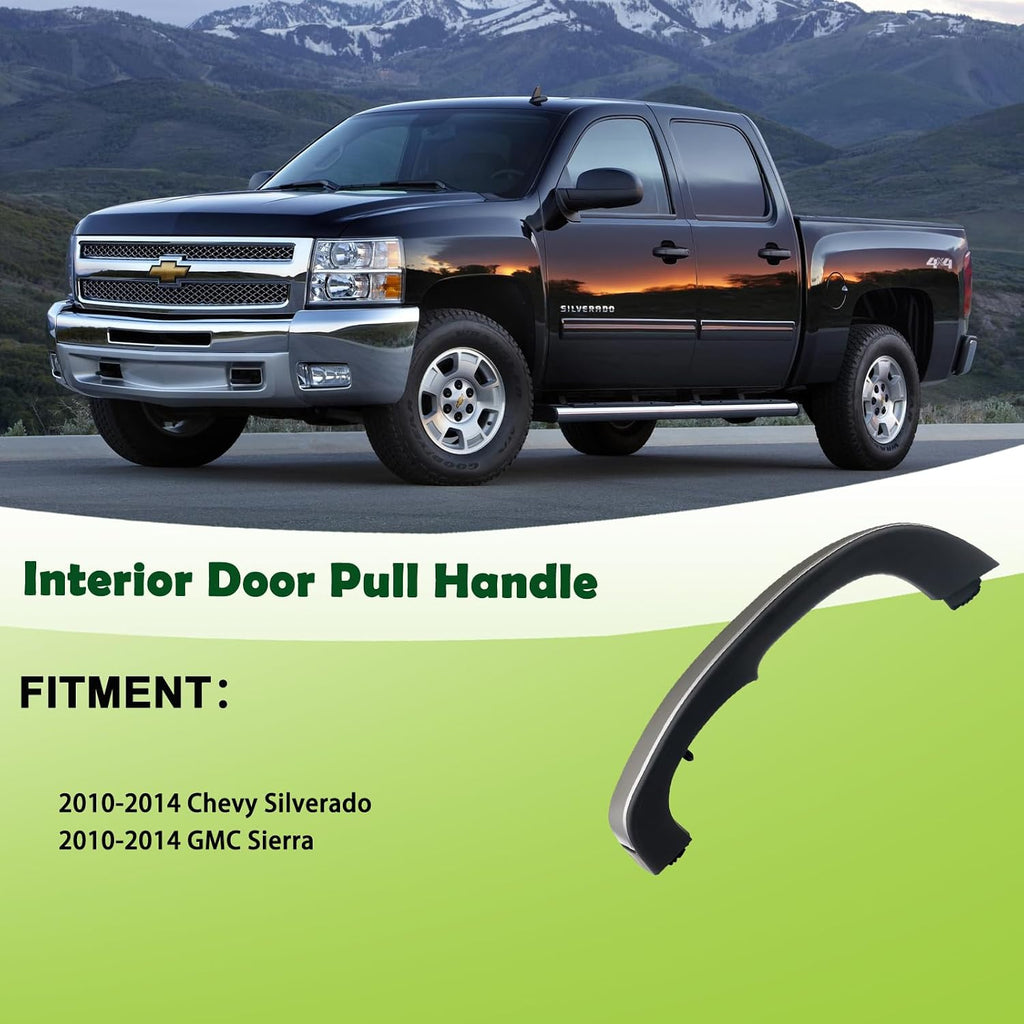 Interior Door Pull Handle Armrest Inside Grab Handle Front Left Driver Side Ebony Compatible with 2010-2014 Chevrolet Chevy Silverado GMC Sierra Replaces 25932417