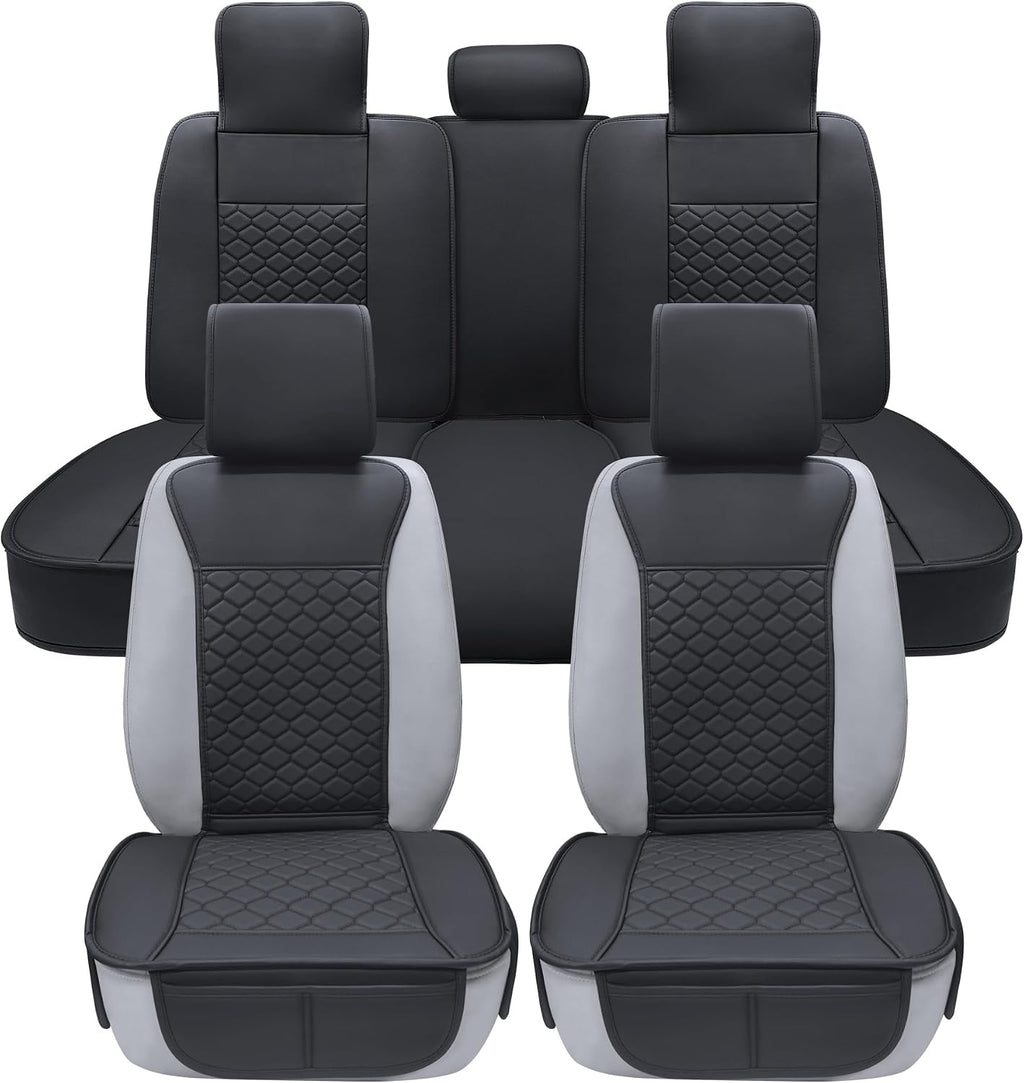 Elantrip Car Seat Cover Full Set Leather Car Seat Protector Universal fit