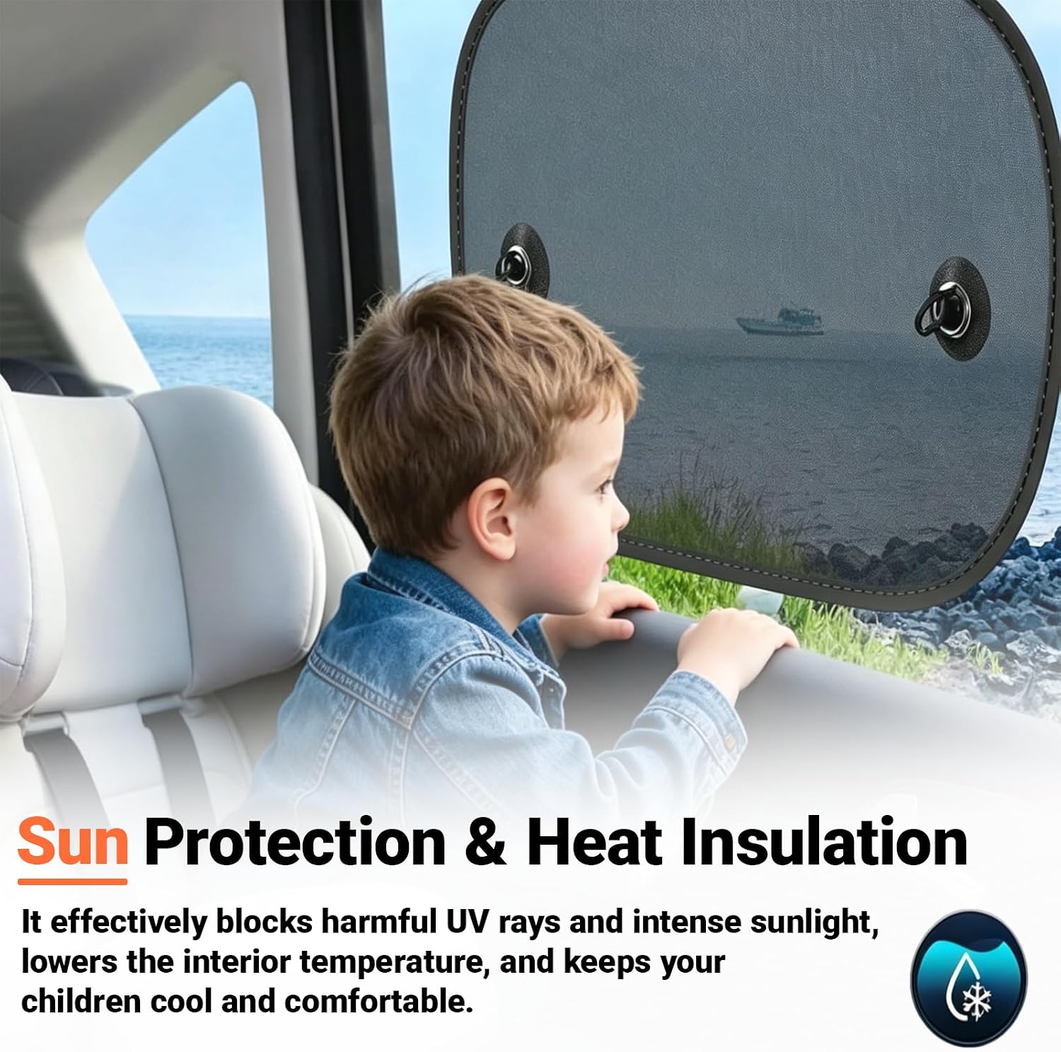 2 Pack Car Sun Shade, 20''x12'' Mesh Window Shade with Suction Cups for Side Windows, Car Window Privacy Shade, Breathable Sun Blocker for Baby Kids Pets for Most Cars SUVs