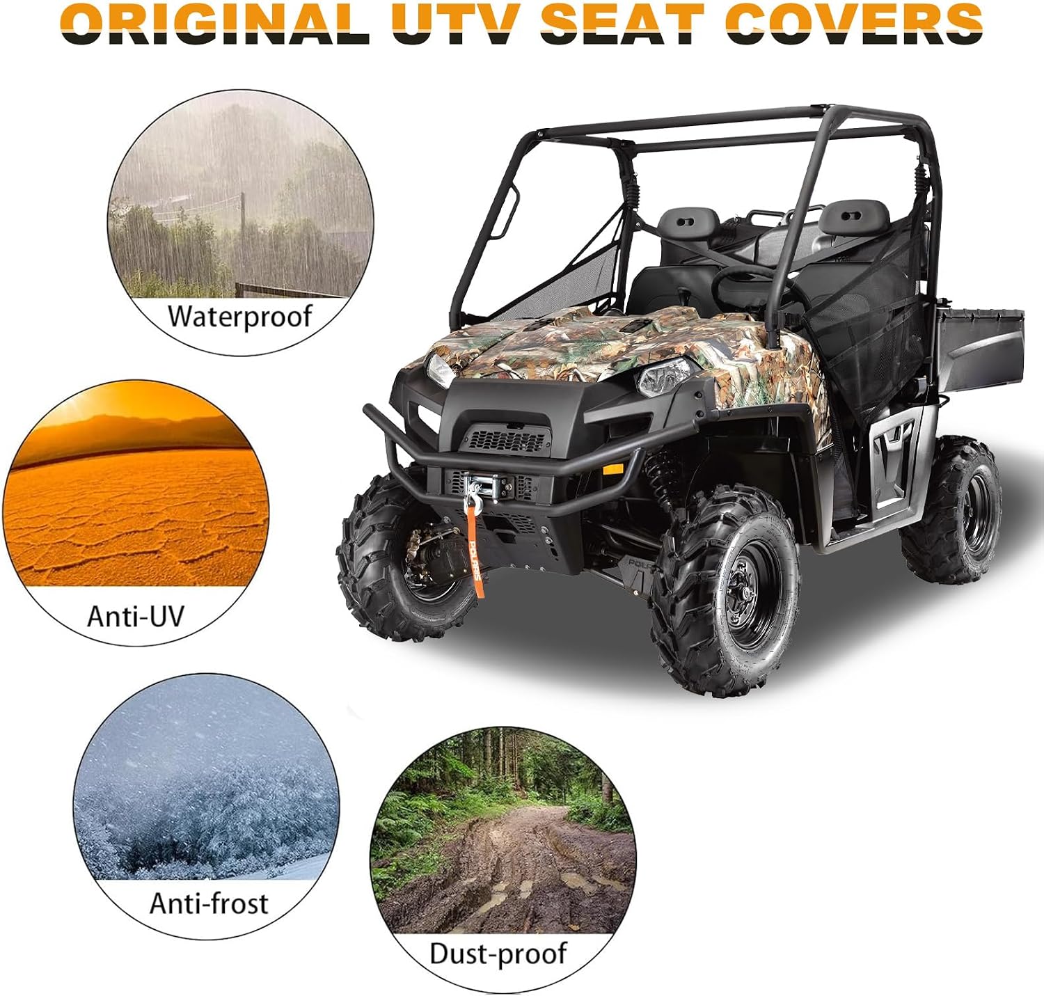 Seat Cover for 2009-2014 Polaris Ranger 800XP XP800 XP700 700 | 800 XP, Thickness Waterproof Lower Bottom UTV Seat Cover