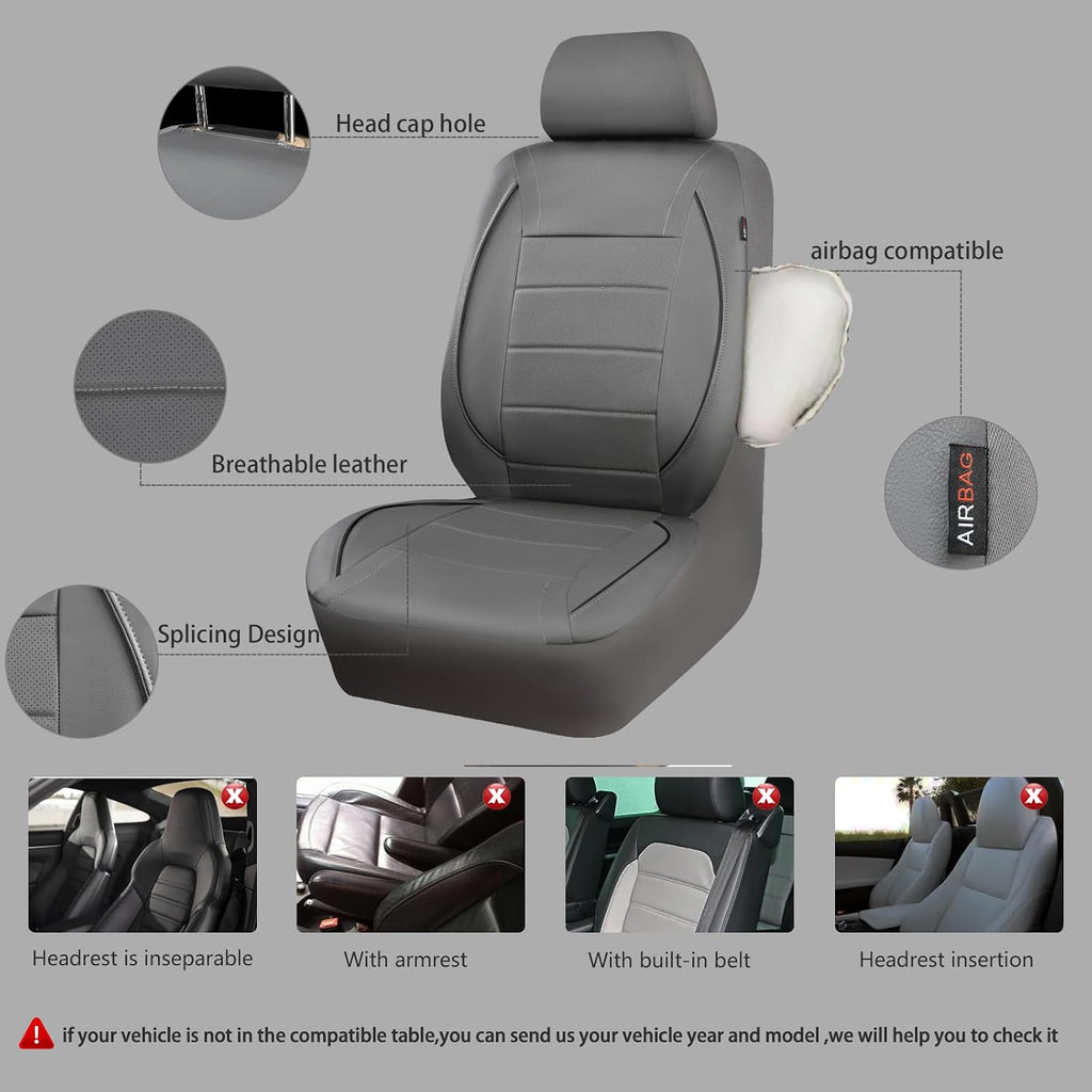 car pass piping faux leather car seat cover, front angle view