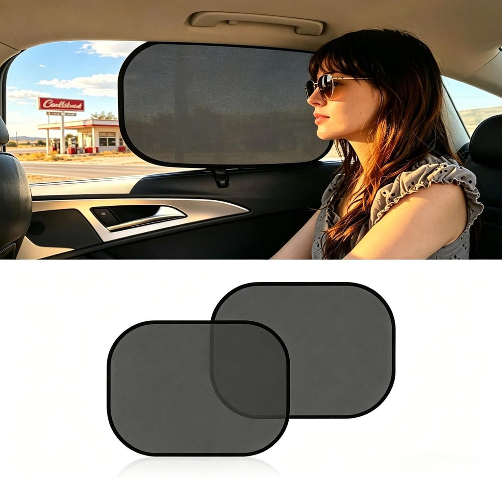 2 Pack Car Window Sun Shades, Foldable Mesh Side Window Shades, UV & Heat Blocking Car Curtains for Privacy Protection, Fits Most Cars, SUVs & Sedans