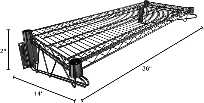14" x 36" Black Epoxy Wire Wall Mount Shelf - Image 3